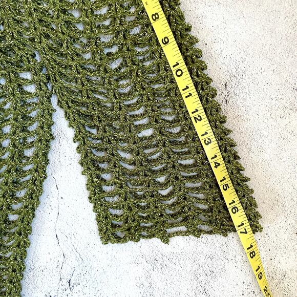 Vintage Green Open Weave Crochet Top M Handmade Boho Fairy Whimsigoth Goblin - Picture 7 of 7